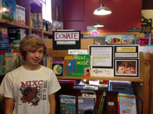 The display Roger and I put together in the early reader section at Island Books for my Eagle Project