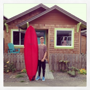 Wescott with new surfboard!