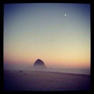 Haystack Rock and Moon!