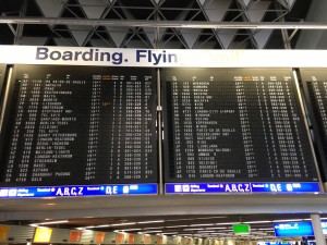 Cool ticker board with all the flights in Frankfurt airport