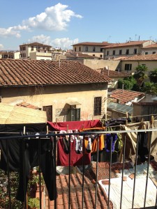 The view from our balcony that shows our clothesline :)
