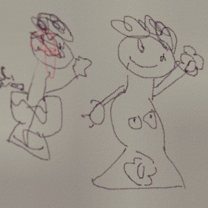 Jones' sketch of David and Goliath...Goliath is the one with blood spurting out of his head