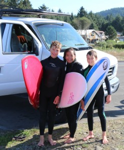 Wescott, Yve and Otto after their last surf at The Cove in Seaside, OR