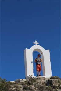 Otto at one of many churches along the way