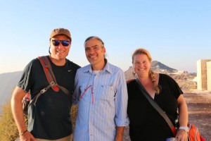 We ran into Manos, our host and one of the only people we know on Santorini, mid-way along the hiking trail!