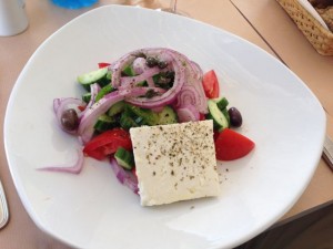Greek salad at one of our favorite restaurants!