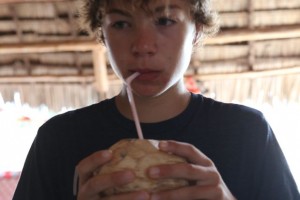 drinking coconut