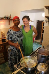 Erin and Mwaneidi monitor the stovetop :)