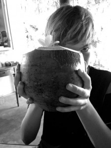 Wescott and his beloved fresh coconut water