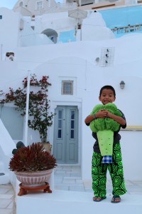 Tuck and Broccoli in Santorini, Greece!